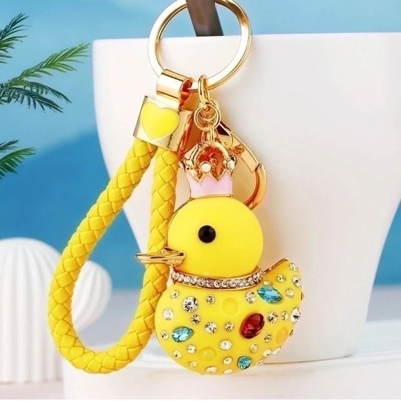 Trendy boutique Accessories - Adorable Cartoon “Good Luck” Lucky Duck Jeweled Bag Charm / Key Chain | NEW